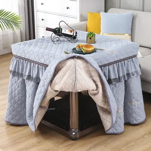 Thickened plush square heating tablecloth, winter warm mahjong table cover and decor.