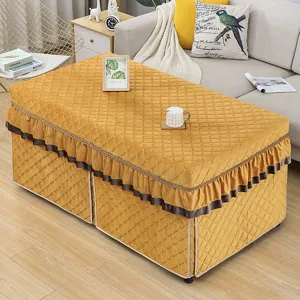 Quilted rectangular coffee table cover thick winter heating table cloth home textile.