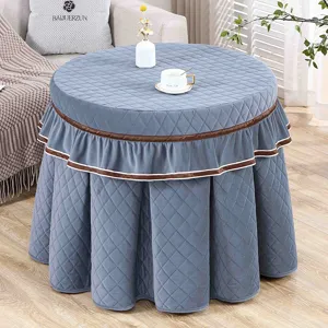 Gewatteerd rond tafelkleed dikke pluche verwarming tafelrok grijs home decoratie