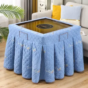 Funda de mesa calefactable cuadrada de felpa gruesa de invierno kotatsu vista detalle.