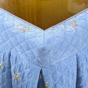 Funda de mesa kotatsu acolchada con bordado, manta calefactora cuadrada azul para mesa.