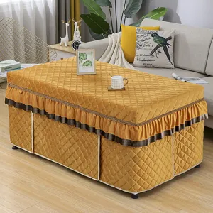 Thickened velvet heating table cover rectangular quilted coffee table cloth winter warm