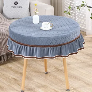 Gepolsterd rond tafelkleed verdikte fluwelen verwarming tafelcover met volants decor