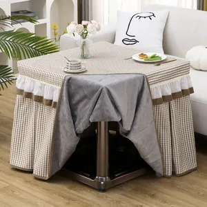 Square kotatsu heating table cover fleece coffee table protector with lovely ruffles design.
