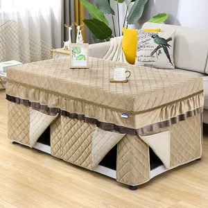 Thickened quilted heating table cover rectangular winter thermal tablecloth for coffee table.