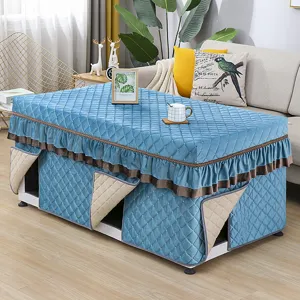 Thickened winter quilted heating table cover, rectangle coffee table cloth dust cover.
