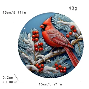 Detailansicht mit 15 cm Durchmesser und 0,2 cm Dicke des 3D-Acryl-Kardinalvogel-Ornaments