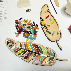 Handgemachtes Holz Mosaik Bastelset Modern Minimalistisch Glas Patch Collage Kunstbedarf DIY Feiertags Ornamente Bastelset Für Weihnachtsgeschenk