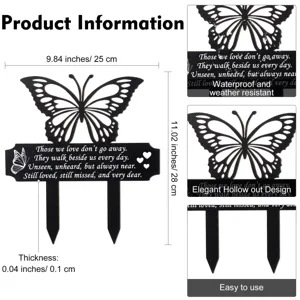 Gedenkpfahl Schmetterling in Schwarz mit Hohl-Design für den Garten als Beileidsgeschenk