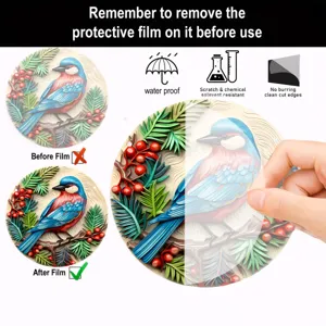 3D-Vogel Garten-Wandbehang aus Acryl mit Schutzfolie und wasserfesten Eigenschaften
