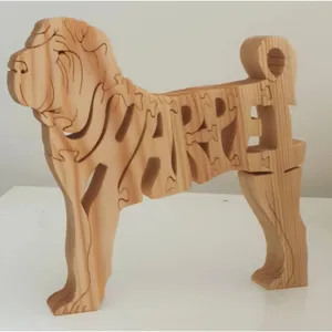 Kreatives Hunde-Puzzle-Ornament Aus Holz Tierfigur Mit Rassenamen Hohles Holzhandwerk Für Wohnzimmer Heimdekoration Für Tierliebhaber