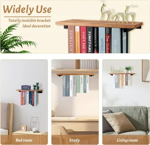 2-in-1 schwebendes Bücherregal aus Holz in Schlafzimmer, Arbeitszimmer und Wohnzimmer