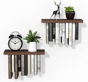 Minimalistisches 2-in-1 Holz-Schweberegal mit vertikalem Buchaufbewahrungssystem