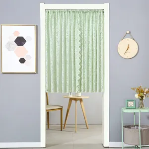 French luxury lace short door curtain elegant green mesh partition curtain for bedroom