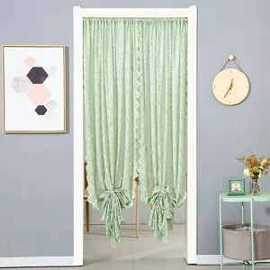 French luxury light green lace door curtain, elegant hanging partition for home decor.