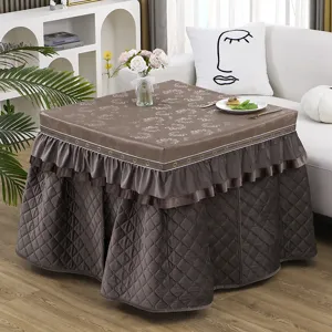 Rectangular thickened plush electric heater table cover, waterproof and warm design for winter.