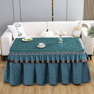 Thickened velvet rectangular table cover for electric stove heater winter home decor
