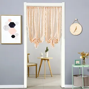 French light luxury lace door curtain bedroom partition hanging curtain delicate sheer fabric.