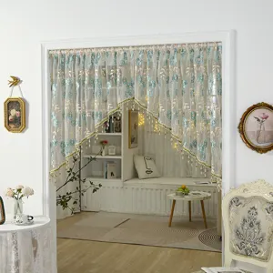 French retro floral lace doorway curtain half curtain elegant bedroom partition embroidery