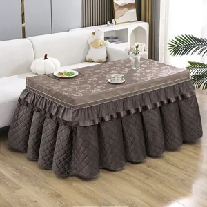 Thickened flannel rectangular heated table cover winter quilted home decor tablecloth