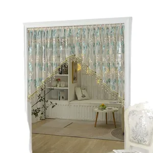 French retro lace door curtain short partition embroidered floral curtain for bedroom hallway