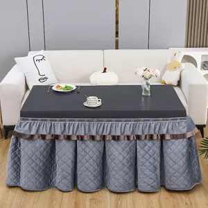 Thickened quilted rectangular kotatsu cover winter warmth electric table skirt dustproof grey