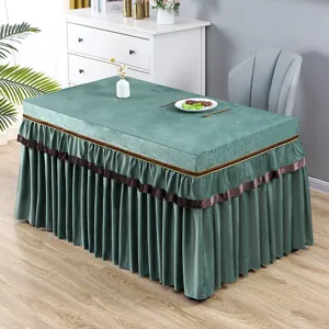 Grüne Samt Tischdecke elektrischer Ofen Abdeckung plissiert Esszimmer Tisch Dekoration