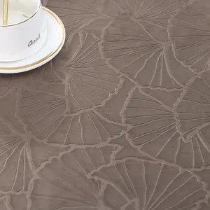Braune Tischdecke mit Ginkgoblatt Prägung Couchtisch Abdeckung Stoff Heimtextilien