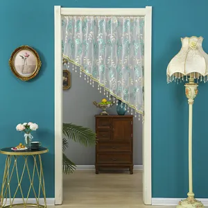 Korean lace door curtain sheer partition hanging curtain for bedroom kitchen home floral decor