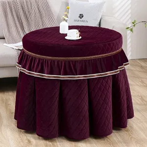 Gewatteerde fluwelen ronde tafelhoes dikke pluche haard tafelbeschermer elegante decor