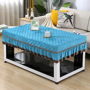 Thickened quilted heating table cover rectangular winter thermal table skirt blue home textile