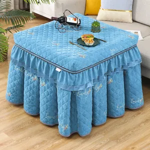 Thickened plush square table cover for electric heating table and mahjong with quilted design.