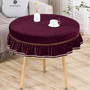 Verdikte Fluwelen Ronde Tafelkleed Warme Kachel Tafelbeschermer Interieur Decoratie