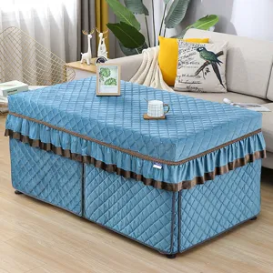 Thickened quilted heating table cover rectangular velvet coffee table dust proof protector
