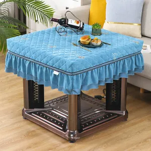 Winter quilted square electric heating table cover thick velvet mahjong table skirt cloth