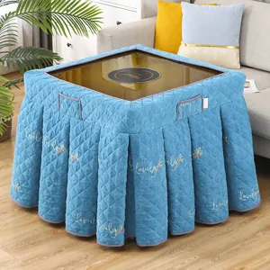 Thickened Quilted Square Heating Table Cover Winter Warm Table Skirt Mahjong Table Mat