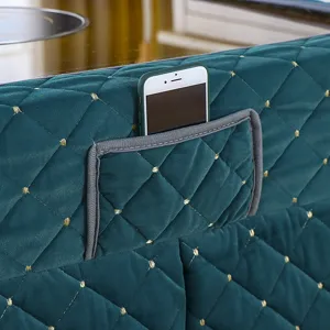 Thickened quilted green mahjong machine cover table skirt with phone storage pocket warm winter