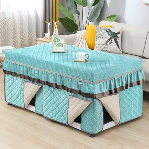 Thicken Quilted Coffee Table Cover Winter Warm Electric Stove Tablecloth with Ruffle Skirt