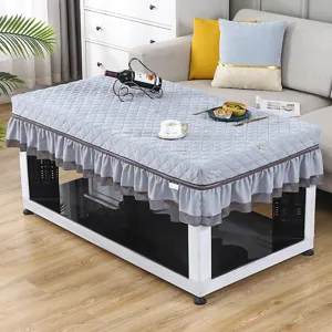 Fundas de mesa de calefacción eléctrica acolchada cuadrada mantel de invierno con volantes