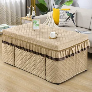 Winter thickened quilted heating table cover rectangular coffee table skirt warm cloth