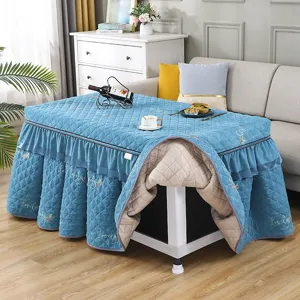 Fundas de mesa calefactora de felpa gruesa mantel acolchado de terciopelo cuadrado decoración