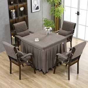 Gesteppte quadratische Tischdecke und Stuhlkissen Set für Heimheiztisch und Mahjong.
