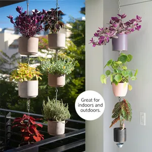 Ganci metallici verticali per collegare più vasi da fiori appesi per interno ed esterno.