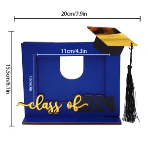 Detailed dimensions of the 2024 graduation souvenir wooden photo frame stand gift