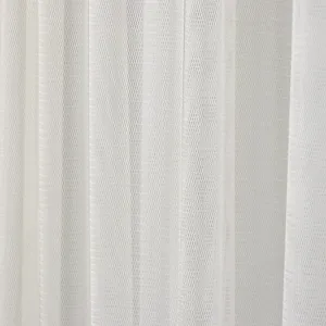 White mesh lace curtain detail fabric, sheer breathable partition curtain for home decor.