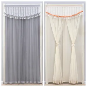 Household Bedroom Opaque Shading Cloth Door Curtain Lace Gauze Partition Half Curtain Modern Minimalist Style
