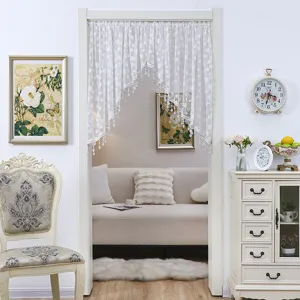 French vintage white lace door curtain half curtain partition bedroom aesthetic gauze drapery