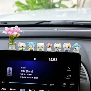 Cute Cartoon Shark Cat Resin Ornaments Miniature Animal Figurine Set Car Dashboard Desktop Decoration