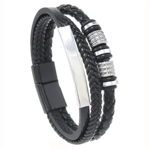 Vintage Mehrlagiges Geflochtenes PU Leder Armband Für Herren Minimalistisches Legierung Metall Charm Armband Mit Magnetverschluss Schmuck Geschenk