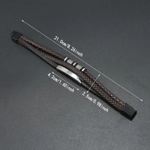 Mehrlagiges geflochtenes Lederarmband für Herren mit Magnetverschluss und Maßen